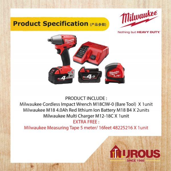 Milwaukee M18 1/2'' Fuel Impact Wrench M18 CIW12-402C + EXTRA FREE MILWAUKEE GIFT - Image 4