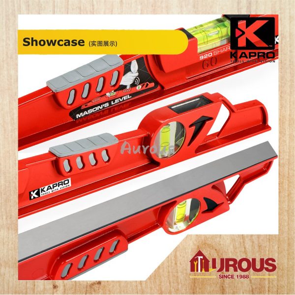 KAPRO 920 SHARK SERIES ULTIMATE MASON'S LEVEL/SPIRIT LEVEL/PROFESSIONAL WATER LEVEL 16"=40CM 920-40 / 24"=60CM 920-60 - Image 4