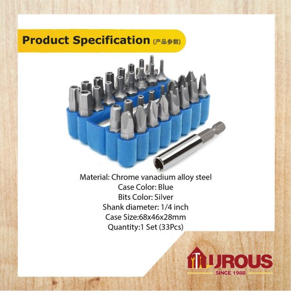 33PCS HEXAGON SCREW BIT SET (PHILIP,SECURITY HEX,SECURITY TORX,SPANNER HEAD) - Image 6