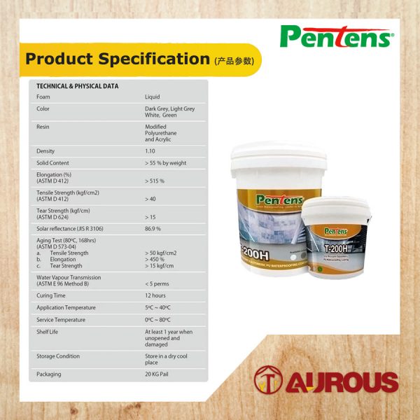 PENTENS PU WATERPROOFING COATING FLESEAL T-200H GREY/WHITE (4.5 KG) - Image 3