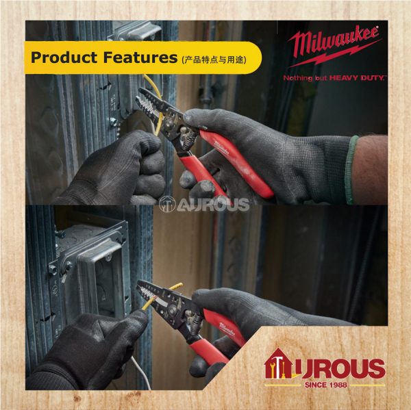 MILWAUKEE WIRE STRIPPER FOR SOLID & STRANDED WIRE 48-22-6109 - Image 8
