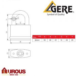 Gere Grant Oval Panel Padlock CL90 (R)