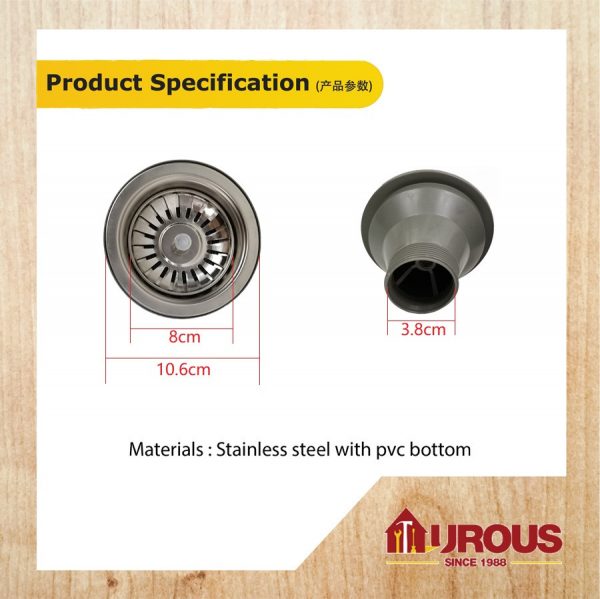 SINK BIG STRAINER 1 1/2'' C/W PVC BOTTOM - Image 5