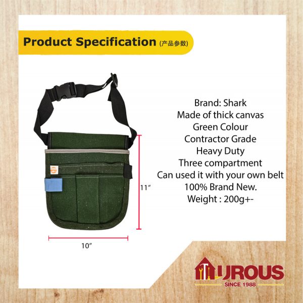 SHARK H/D NAIL BAG WITH CLIP (GREEN) - Image 7