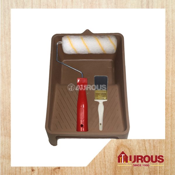 PAINT TRAY STARTER SET (PAINT ROLLER APR745 7'' WITH FRAME HANDLE + BRUSH 380 2'' + PAINT TRAY)