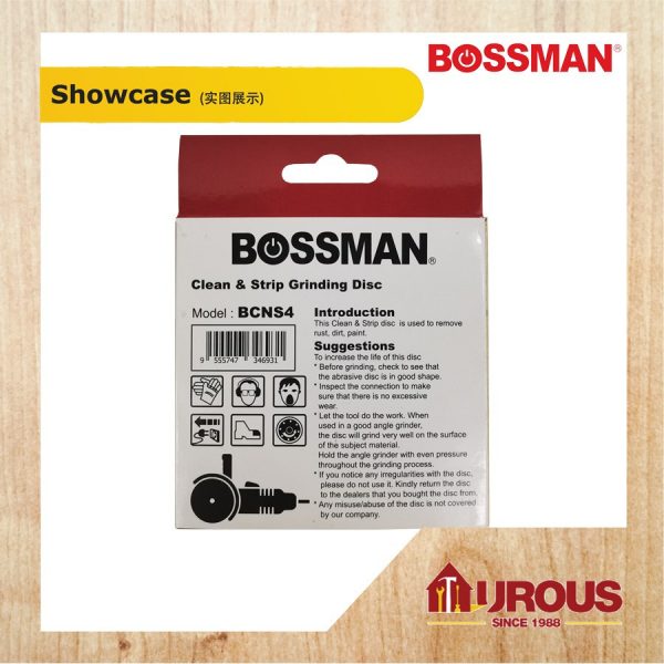 BOSSMAN BCNS4 CLEAN & STRIP GRINDING DISC 4" x 5/8" 100MM X 16MM (FIBRE BLACK) - Image 2