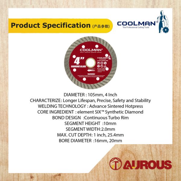COOLMAN T1500 DIAMOND DISC 4'' - Image 2