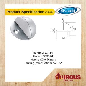 ST GUCHI S/STEEL DOME DOOR STOPPER (DOME) SGDS-04SN - Image 3