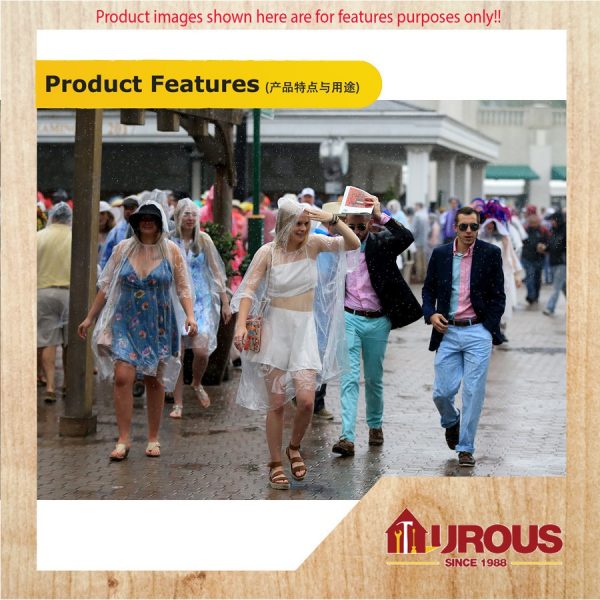 ONE TIME USE DISPOSAL RAINCOAT PLASTIC WATER REPELLENT PROTECTIVE CLOTHING (MIX COLOUR)-1 PIECE- - Image 5