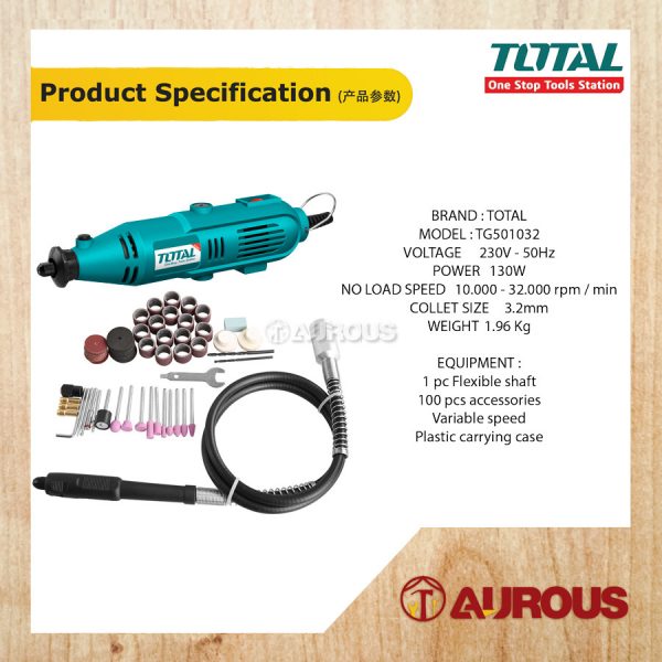 TOTAL MINI STRAIGHT GRINDER TG501032 130W - Image 7