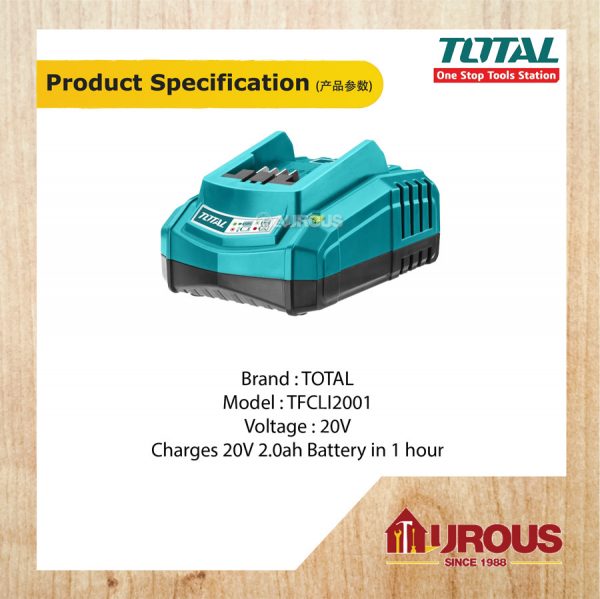 TOTAL RECHARGEABLE BATTERY CHARGER 20V TFCLI2001 - Image 4