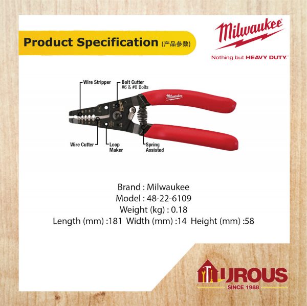 MILWAUKEE WIRE STRIPPER FOR SOLID & STRANDED WIRE 48-22-6109 - Image 7