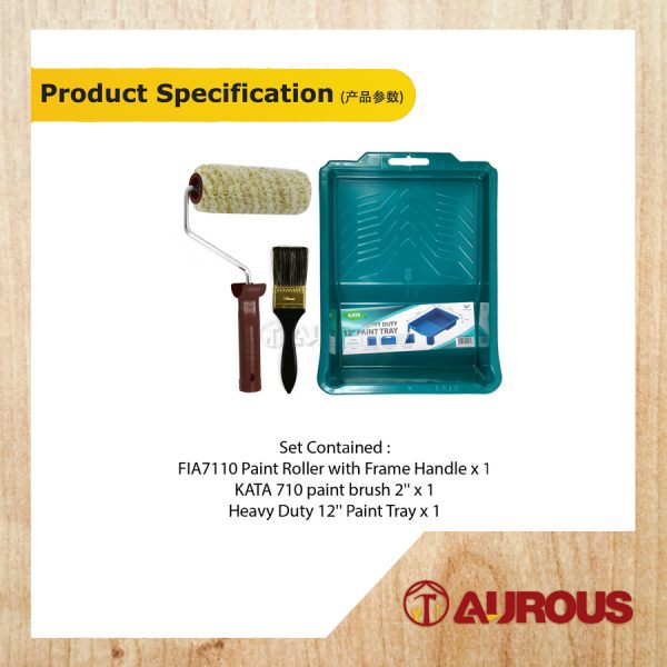EXTERIOR/INTERIOR PAINT TRAY TOOLS SET (PAINT ROLLER 7110 7'' WITH FRAME HANDLE + 710 BRUSH 2'' + BIG PAINT TRAY) - Image 7