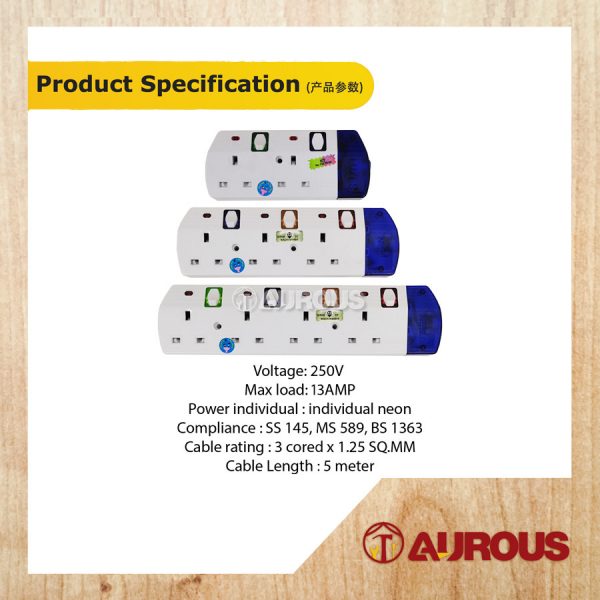 EXTENSION SOCKET C/W PLUG TOP 2/3/4/5 GANG (2, 5 METER) - Image 8
