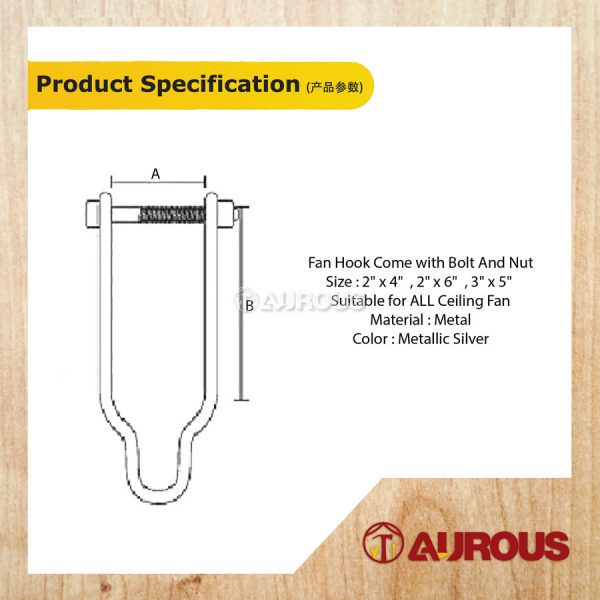 FAN HOOK C/W BOLT & NUT HANG ON WOOD (2" x 4"  , 2" x 6"  , 3" x 5") - Image 4
