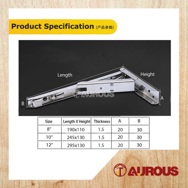 FOLDABLE SHELF BRACKET (SPRING FOLD) 8" 10'' 12'' - Image 8