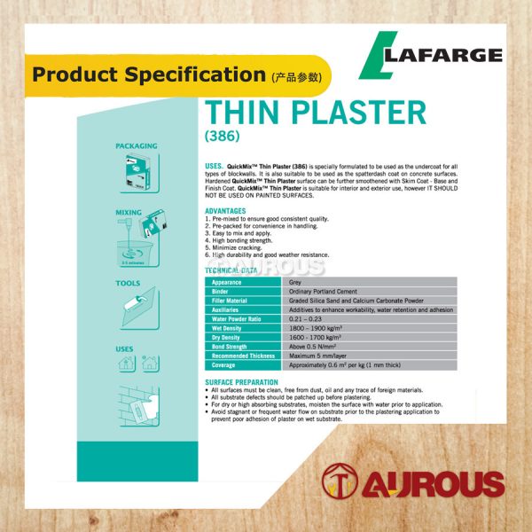 LAFARGE QUICK MIX 386 (THIN PLASTER) 40KG - Image 4