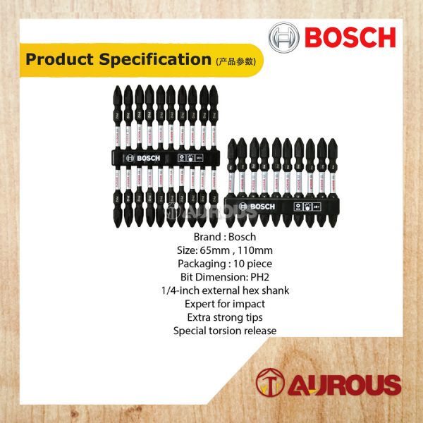 BOSCH POWER MAGNETISED SCREW BIT (H/D) (+)(+) (10 PCS) - Image 6