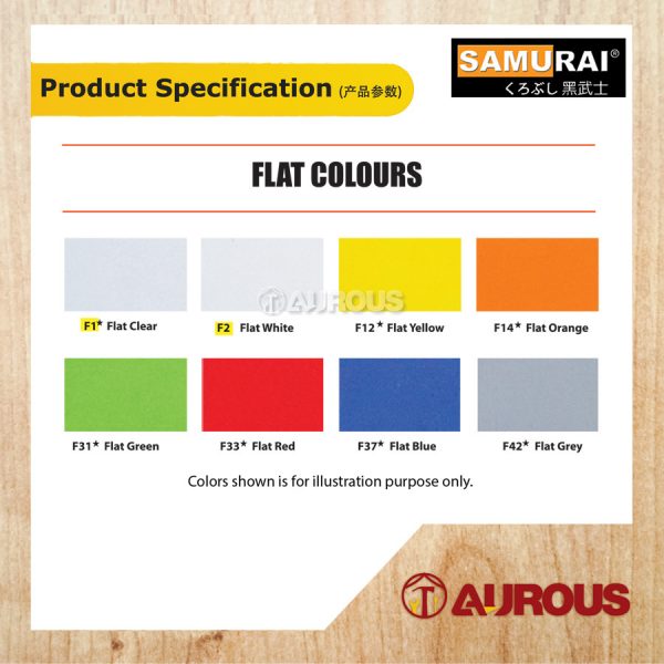 SAMURAI AEROSOL SPRAY PAINT 400ML(FLAT COLOUR) - Image 4