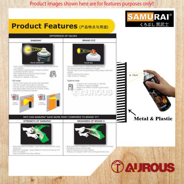 SAMURAI AEROSOL SPRAY PAINT 1K LACQUER 300ML [K1K , K1KT] - Image 3