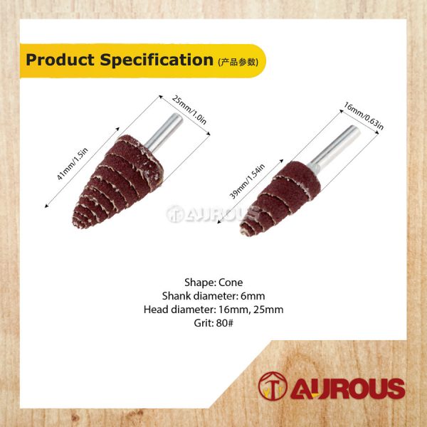 CONICAL FLAP SANDPAPER SANDING BIT 16MM, 25MM x #80 (6MM SHANK) - Image 6