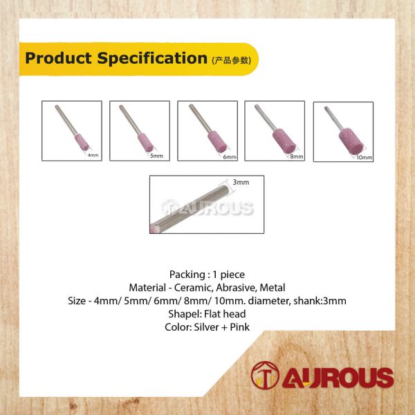 ABRASIVE MOUNTED STONE GRINDING BIT [CYLINDRICAL] 4MM/5MM/6MM/8MM/10MM (3MM SHANK) - Image 4