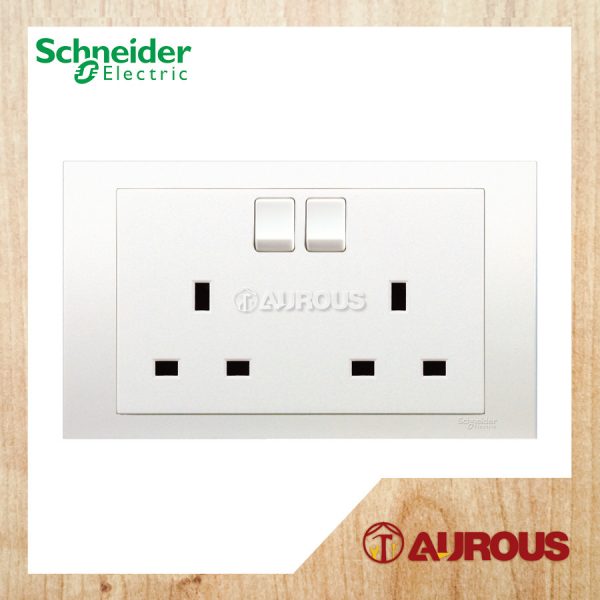 SCHNEIDER C-VIVACE DOUBLE SWITCH SOCKET OUTLET KB25 2 GANG 13A 250V
