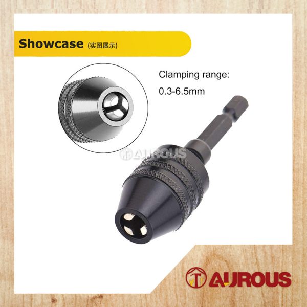 KEYLESS CHUCK WITH HEX SHANK ADAPTER (0.3 - 6.5MM) [BLACK] - Image 3