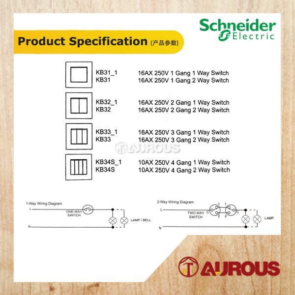 SCHNEIDER ELECTRIC C-VIVACE 1 WAY/2 WAY SWITCH 16A 250V (KB31, KB32, KB33, KB34) - Image 6