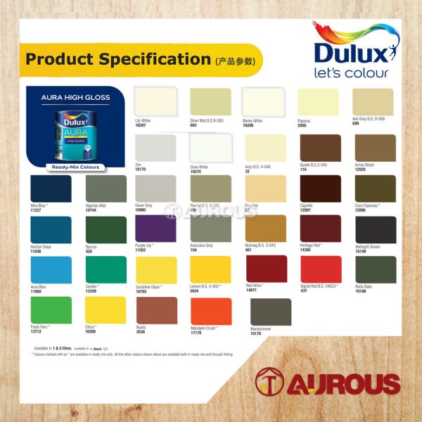 DULUX AURA HIGH GLOSS FINISH - 5 LITRE - Image 2