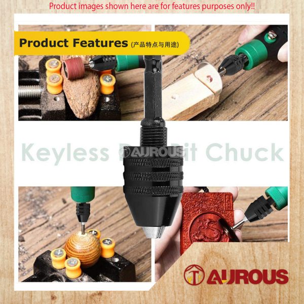 KEYLESS CHUCK WITH HEX SHANK ADAPTER (0.3 - 6.5MM) [BLACK] - Image 6