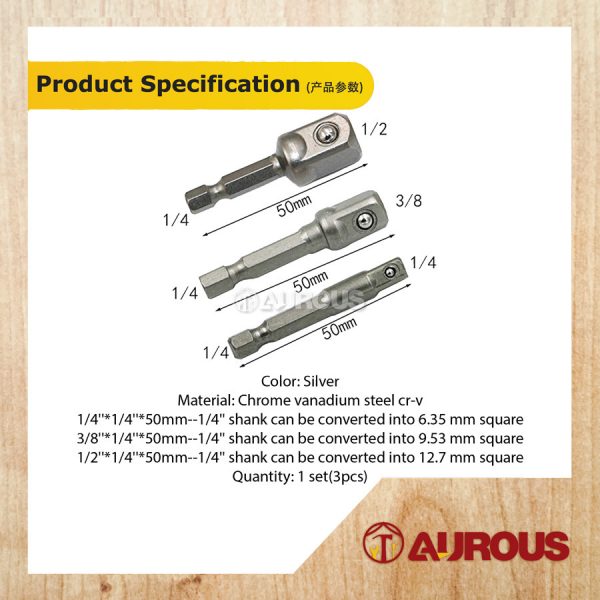 DRILL BIT CONVERTER (HEX SHANK TO BOX SPANNER SOCKET) 1/4",3/8",1/2" - Image 6