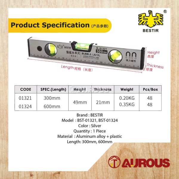 BESTIR MAGNETIC SPIRIT LEVEL 12"-300MM 01321 / 24''-600MM 01324 - Image 6