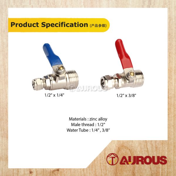 WATER FILTER VALVE 1/2" x 1/4" , 1/2" x 3/8" [MALE x VALVE] - Image 6