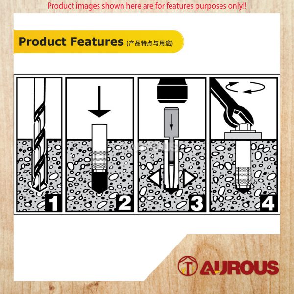 DROP-IN ANCHOR WALL PLUG 1/4'' , 5/16'' , 3/8'' , 1/2'' , 5/8'' - (1PIECE) - Image 7
