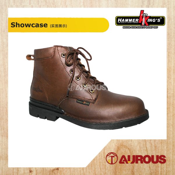 HAMMER KING HIGH CUT LACED AND ZIPPER SAFETY SHOE 13019 BROWN (DOUBLE LOCK STICH) SIZE 6 TO 11 - Image 2
