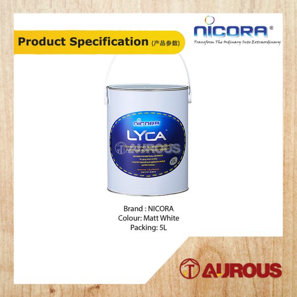NICORA LYCA MATT WHITE PAINT ( 5 LITRE ) - Image 2