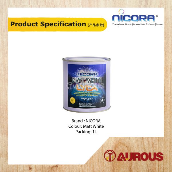 NICORA LYCA MATT WHITE PAINT ( 1 LITRE ) - Image 2