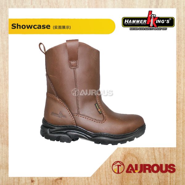 HAMMER KING HIGH CUT SLIP ON SAFETY SHOE 13021 BROWN (DOUBLE LOCK STICH) SIZE 6 TO 11 - Image 2
