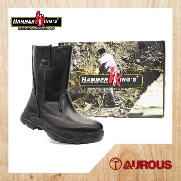 HAMMER KING HIGH CUT PULL UP SAFETY SHOE 13022 BLACK SIZE 5 TO 11