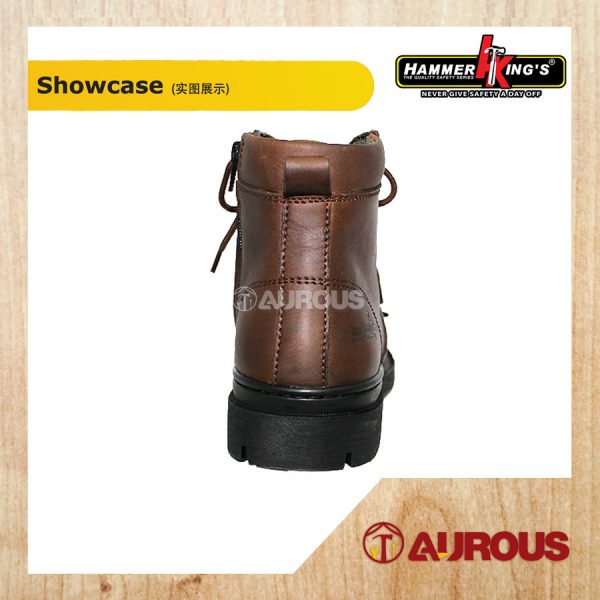 HAMMER KING HIGH CUT LACED AND ZIPPER SAFETY SHOE 13019 BROWN (DOUBLE LOCK STICH) SIZE 6 TO 11 - Image 5