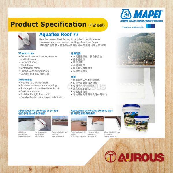 MAPEI AQUAFLEX ROOF 77 18KG ( GREY / WHITE ) - Image 3