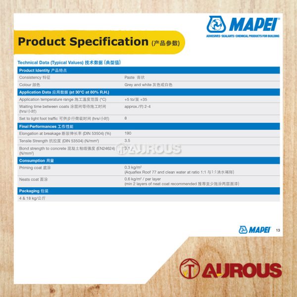 MAPEI AQUAFLEX ROOF 77 18KG ( GREY / WHITE ) - Image 4
