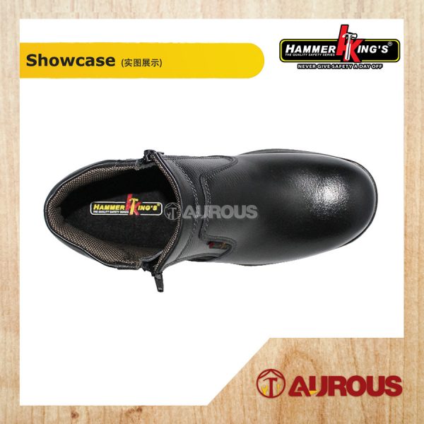 HAMMER KING MID CUT DUAL ZIPPER SAFETY SHOE 13009 BLACK SIZE 5 TO 11 - Image 3