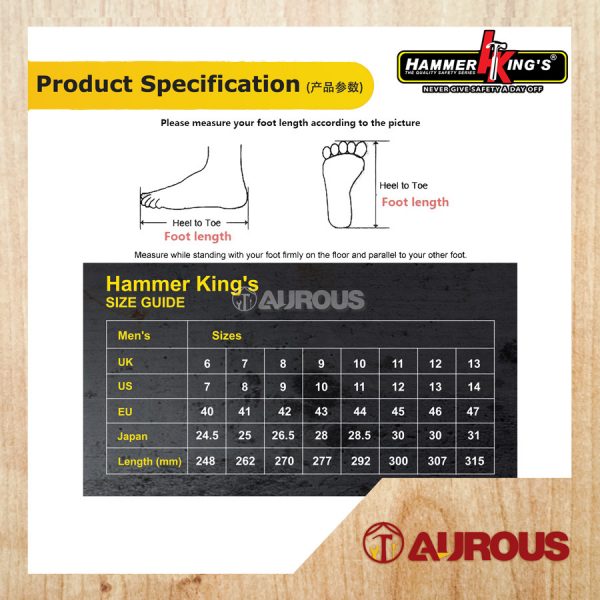 HAMMER KING MID CUT DUAL ZIPPER SAFETY SHOE 13009 BLACK SIZE 5 TO 11 - Image 6