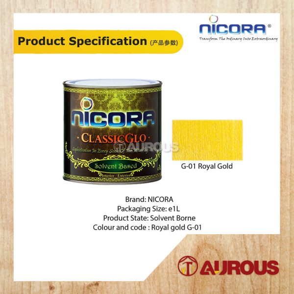 NICORA CLASSIC GLO GOLD PAINT 250ML (G-01) - Image 2