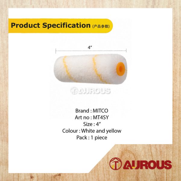 MITCO PAINT ROLLER REFILL WHITE/YELLOW 4'' MT4SY (1 PIECE) - Image 4