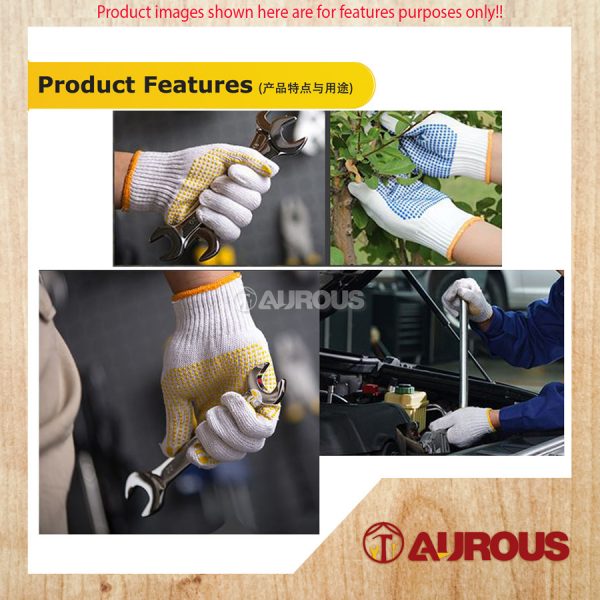 CLOTH HAND GLOVES WITH PVC DOTTED GRIP COATED [BLUE] - Image 7