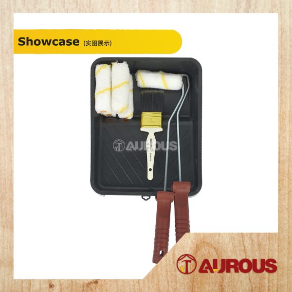 PAINT TRAY STARTER SET (PAINT ROLLER 4'' WITH FRAME HANDLE + BRUSH 380 2” + PAINT TRAY) - Image 2