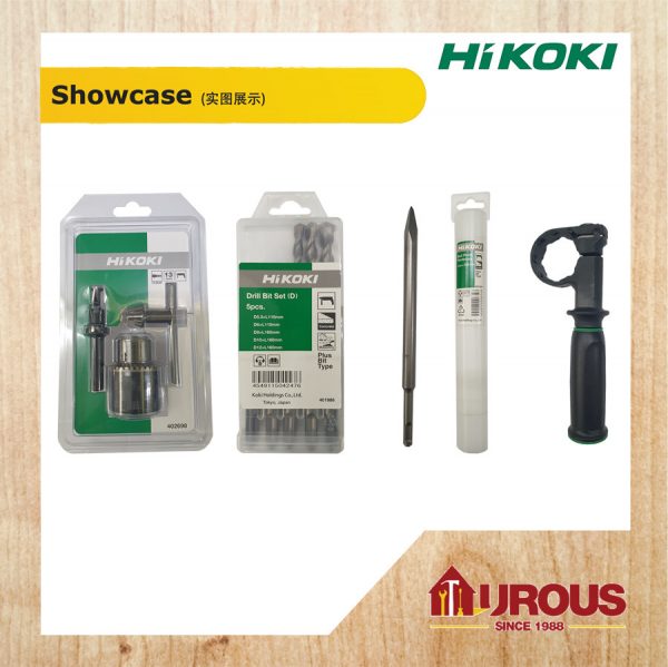 HIKOKI 3 IN 1 ROTARY HAMMER DH26PC2 26MM C/W DRILL BIT SET BULL POINT 1/2 CHUCK & ADAPTOR - Image 6